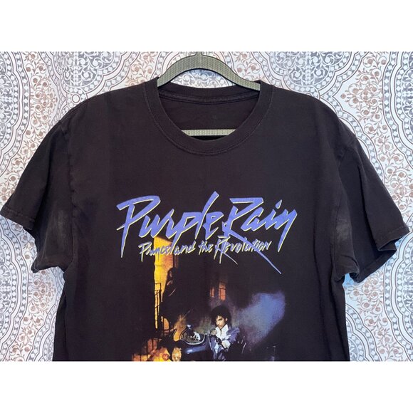 Prince Purple Rain Band Graphic T-Shirt Black Short Sleeve Crew Neck Size L - Picture 3 of 8